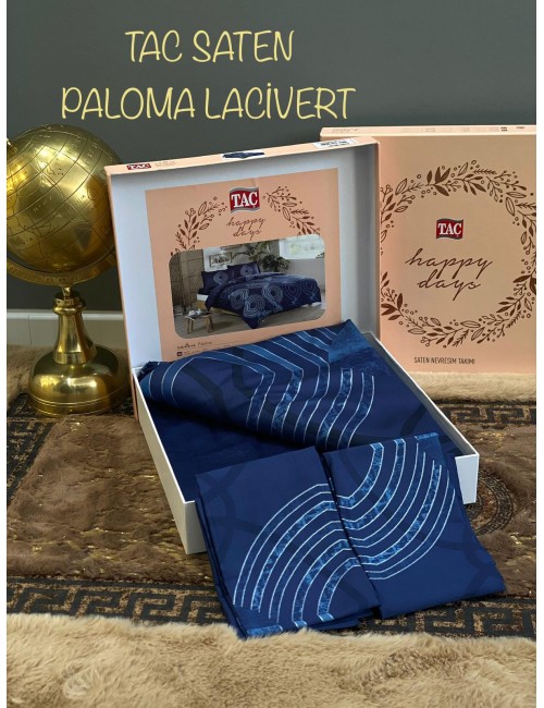 Tac Paloma lacivert / Tac 2- сп Евро Постельное бельё из сатина