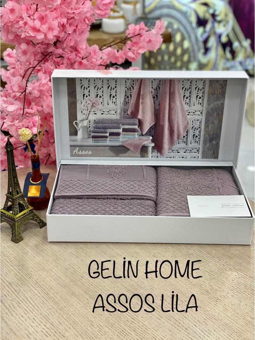 Gelin home "Assos Lila" / Набор из 3-х полотенец в подарочной коробке