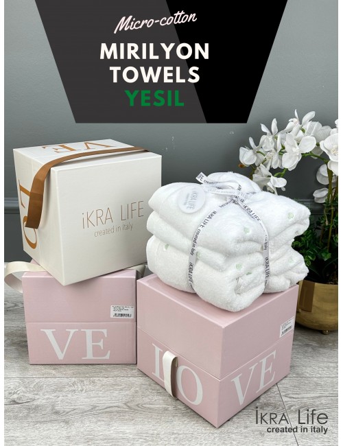 Ikra Life Kalp yesil / Подарочный набор полотенец из 3-х предметов
