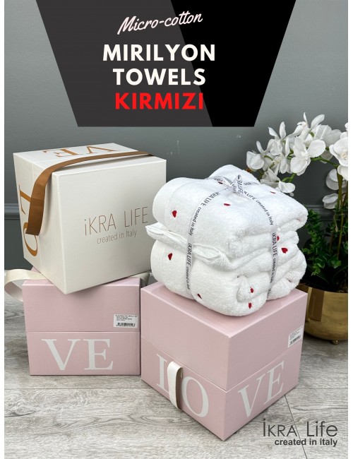 Ikra Life Kalp kirmizi / Подарочный набор полотенец из 3-х предметов