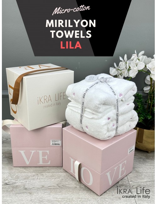 Ikra Life Kalp lila / Подарочный набор полотенец из 3-х предметов