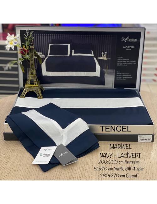 Постельное белье Soft Cotton Tencel - Marınel Navy lacıvert