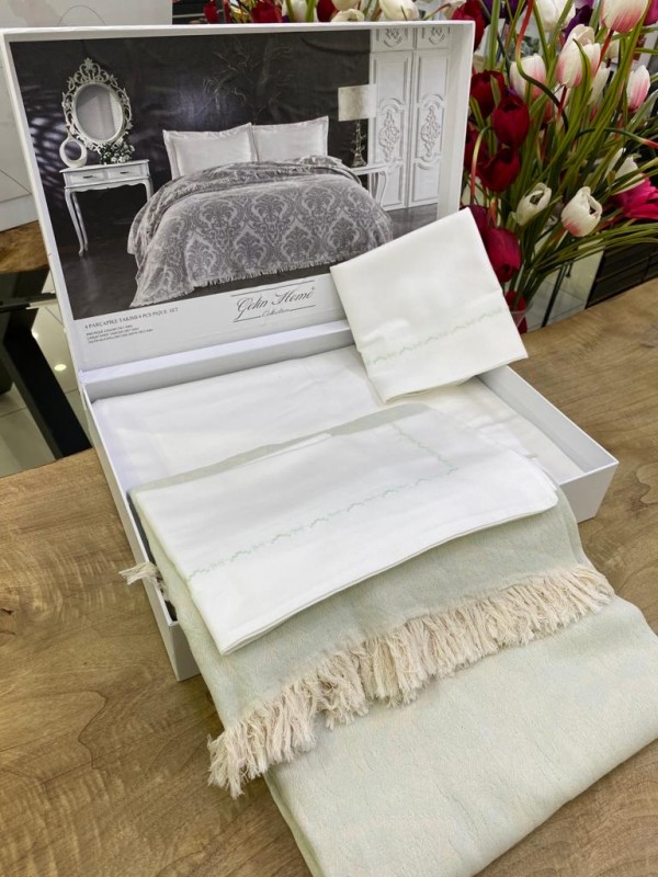 GELIN HOME TRUVA MINT | Комплект постельного белья с покрывалом/пике