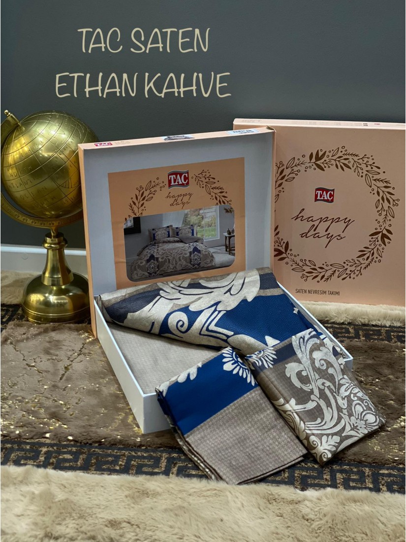 Tac Ethan Kahve / Tac 2- сп Евро Постельное бельё из сатина