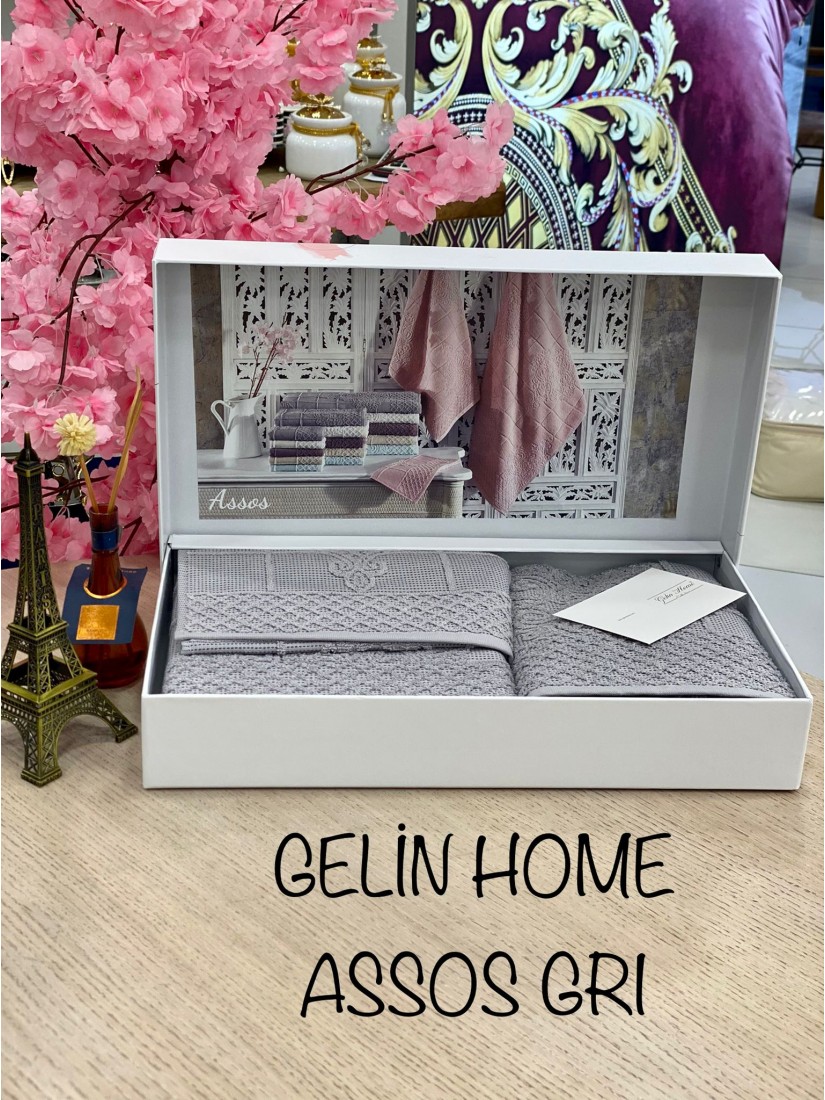 Gelin home "Assos Gri" / Набор из 3-х полотенец в подарочной коробке