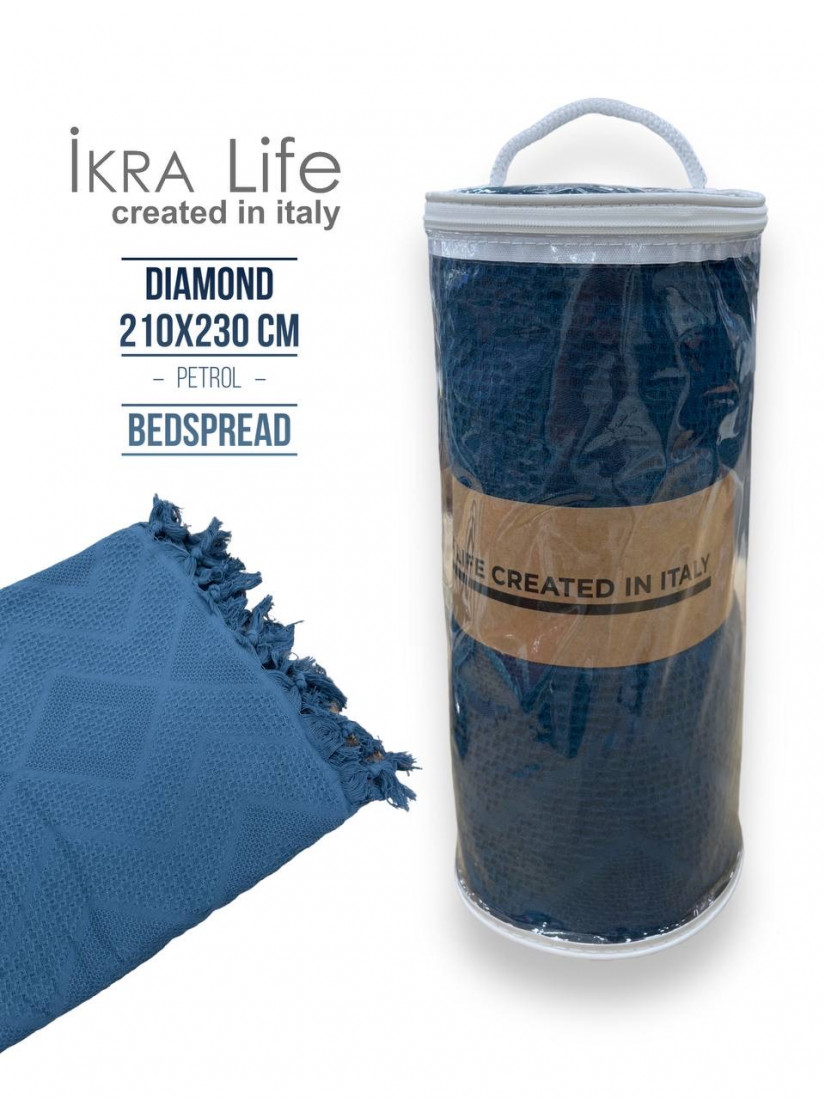 Ikra Life Diamond petrol Пике/Покрывало 210х230 см