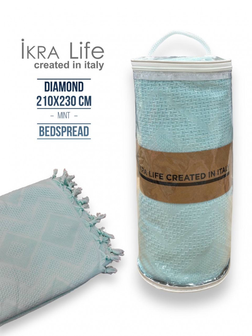 Ikra Life Diamond mint Пике/Покрывало 210х230 см