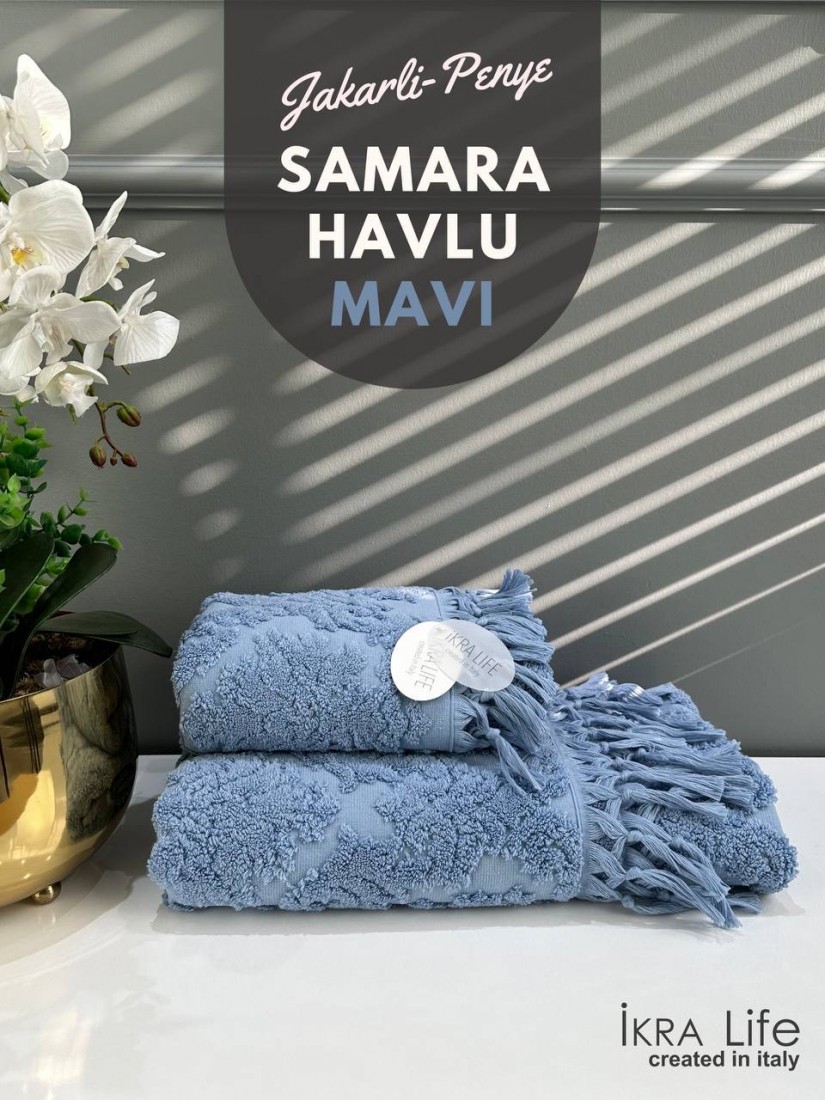 Полотенца Ikra Life Samara mavi jakard penye 50х90 см